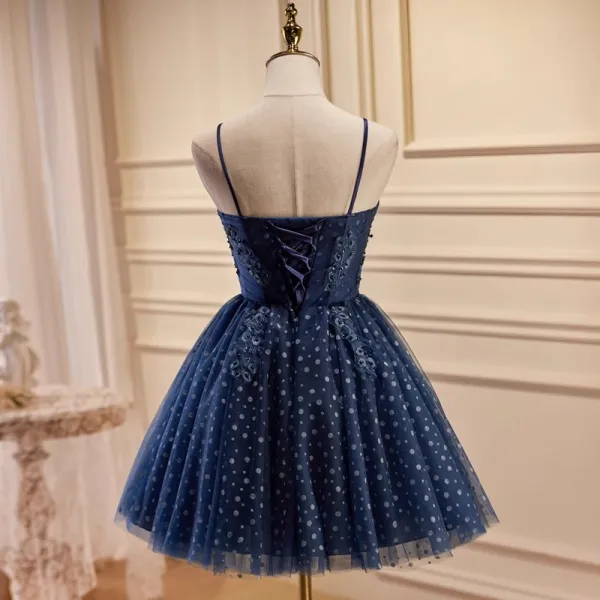 navy formal mini dress Navy Strapless Mini Dress - Drop Waist Dress main image 1
