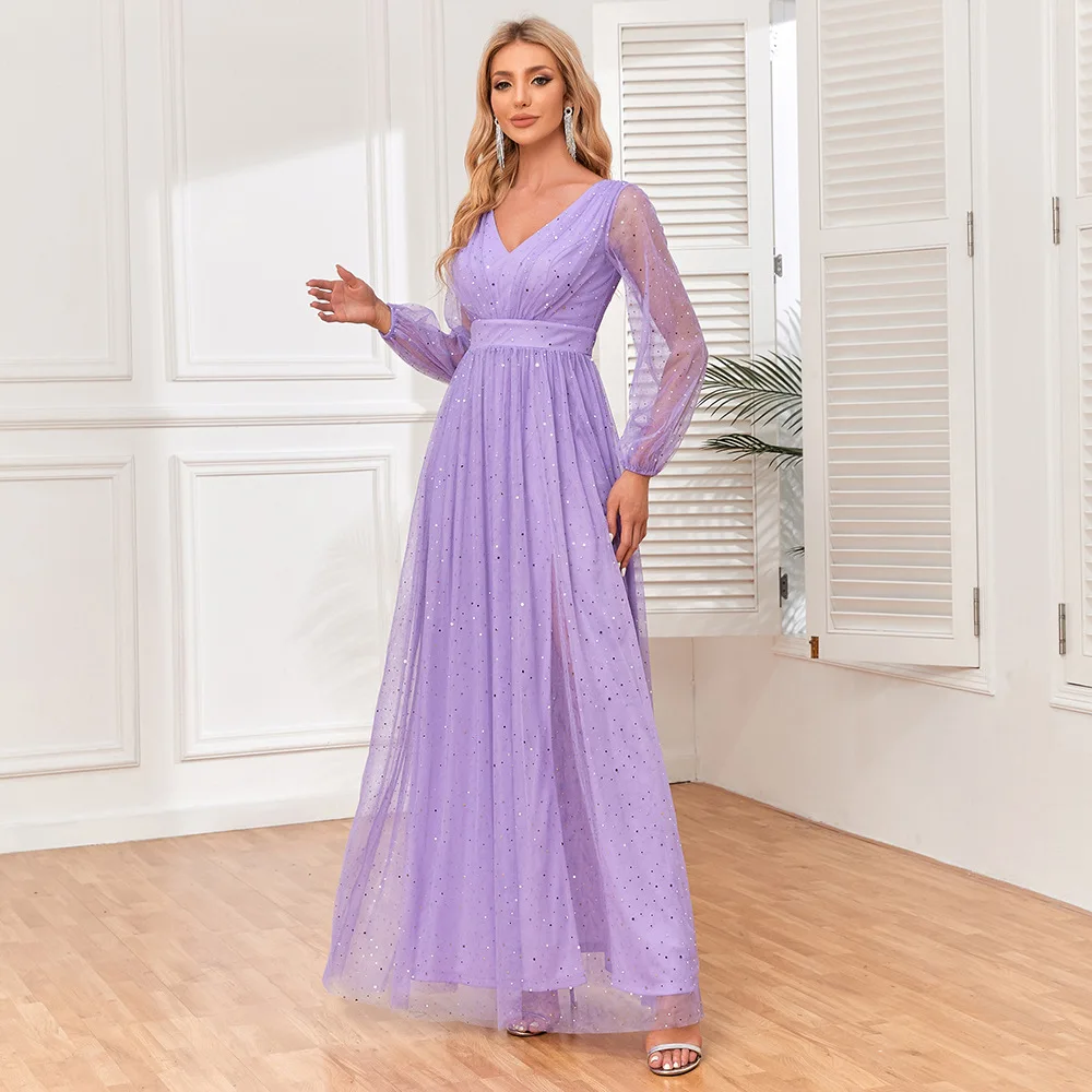 chinese dress ladies A Line Off Shoulder Lavender Satin Prom Dresses with Pleats