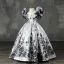 Haut de Gamme Blanche Perlage Perle Robe Ceremonie Fille 2022 Robe Boule Encolure Dégagée Gonflée Manches Courtes Noire Fleur Longue Promo Robe Ceremonie Fille