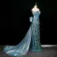 Sexy Glitzernden Blau Perlenstickerei Strass Pailletten Abendkleider 2025 Meerjungfrau Bandeau Ärmellos Rückenfreies Schleife Sweep / Pinsel Zug Abend