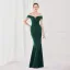 Sexy Black Satin Evening Dresses 2022 Trumpet / Mermaid Off-The-Shoulder Beading Tassel Sleeveless Backless Floor-Length / Long Evening Party Formal Dresses
