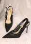 Elegant White Lace Wedding Shoes 2024 Wedding Leather 8 cm Stiletto Heels Pointed Toe Sandals High Heels