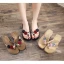 Fashion Black Street Wear Beach Summer Womens Sandals 2023 Appliques 7 cm Wedges Open / Peep Toe Sandals High Heels