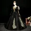 Vintage / Retro Black Satin Lace Flower Prom Dresses 2025 Ball Gown Square Neckline Puffy Short Sleeve Backless Floor-Length / Long Prom Formal Dresses