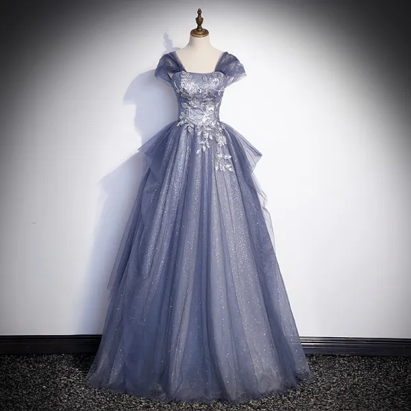 Charming Grey Lavender Glitter Sequins Prom Dresses 2023 A-Line ...