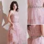 Charmant Rosa Strass Partykleider 2022 A Linie Bandeau Ärmellos Rückenfreies Fallende Rüsche Pailletten Wadenlang Festliche Kleider