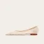 Charming Champagne Lace Flower Leather Flat Wedding Shoes 2025 Pointed Toe Wedding High Heels