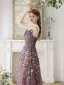 Chic / Beautiful Grape Rhinestone Sequins Homecoming Graduation Dresses Prom Dresses 2023 A-Line / Princess Spaghetti Straps Sleeveless Backless Floor-Length / Long