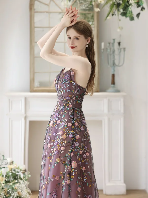 College Graduation Gown Floral Dresses For Graduation Chic Beautiful Grape  Rhinestone Sequins Homecoming Graduation Dresses Prom Dresses 2023