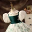 Elegant Dark Green Pearl Lace Short Birthday Flower Girl Dresses 2022 Ball Gown Scoop Neck Puffy Short Sleeve Flower Girl Dresses