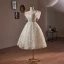 Flower Fairy Multi-Colors Sequins Appliques Short White Homecoming Graduation Dresses 2024 A-Line / Princess Scoop Neck Short Sleeve Backless Formal Dresses