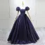 Elegante Violett Ballkleider 2025 Ballkleid Eckiger Ausschnitt Geschwollenes Kurze Ärmel Rückenfreies Lange Ball Festliche Kleider