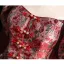 Chinese style Burgundy Printing Prom Dresses 2025 A-Line / Princess Off-The-Shoulder Short Sleeve Backless Floor-Length / Long Prom Formal Dresses
