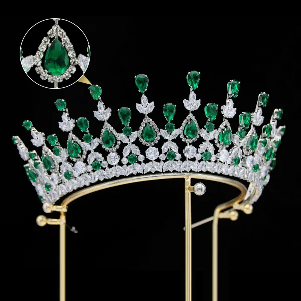 Baroque Silver Rhinestone Wedding Bridal Hair Accessories Tiara 2024 Alloy