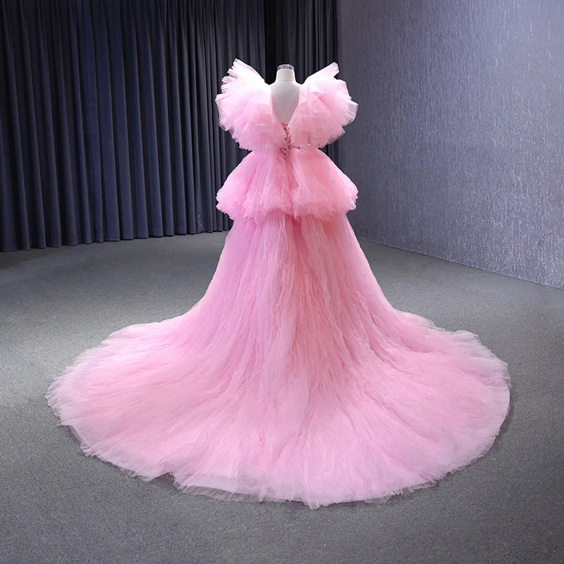 Inhabituel Rose Bonbon Été Volants en Cascade Robe De Bal Robe De Fete ...