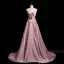 Vintage / Originale Rougissant Rose Noeud Robe De Bal 2026 Princesse Bustier Sans Manches Dos Nu Train De Balayage Promo Robe De Ceremonie