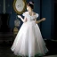 Charmant Blanche Laser Anniversaire Robe Ceremonie Fille 2022 Robe Boule De l'épaule Sans Manches Dos Nu Perle Perlage En Dentelle Fleur Longue Robe Ceremonie Fille