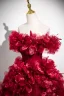 Schöne Burgunderrot Applikationen Ballkleider 2025 Ballkleid Off Shoulder Kurze Ärmel Rückenfreies Lange Ball Festliche Kleider