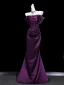 Vintage / Retro Purple Evening Dresses 2026 Trumpet / Mermaid Off-The-Shoulder Short Sleeve Backless Floor-Length / Long Evening Party Formal Dresses