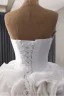 High-end Luxury / Gorgeous White Beading Pearl Rhinestone Ruffle Flower Wedding Dresses 2025 Ball Gown Strapless Sleeveless Backless Chapel Train