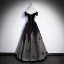 Sexy Black Sequins Evening Dresses 2023 A-Line / Princess Off-The-Shoulder Short Sleeve Backless Floor-Length / Long Evening Party Formal Dresses