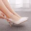 Chic / Belle Blanche Perle En Dentelle Fleur Chaussure De Mariée 2022 7 cm Talons Aiguilles À Bout Pointu Mariage Sandales Talons Hauts