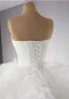 Luxury / Gorgeous White Cascading Ruffles Wedding Dresses 2024 Ball Gown Strapless Sleeveless Backless Court Train Wedding