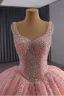 Luxury / Gorgeous Candy Pink Handmade  Beading Lace Flower Appliques Pearl Sequins Corset Prom Dresses 2025 Ball Gown V-Neck Sleeveless