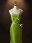 Fashion Green Evening Dresses 2024 Trumpet / Mermaid Spaghetti Straps Sleeveless Backless Floor-Length / Long Prom Formal Dresses
