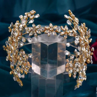 Sjarmerende Gull Rhinestone Bryllup Har Tilbehor 2023 Legering
