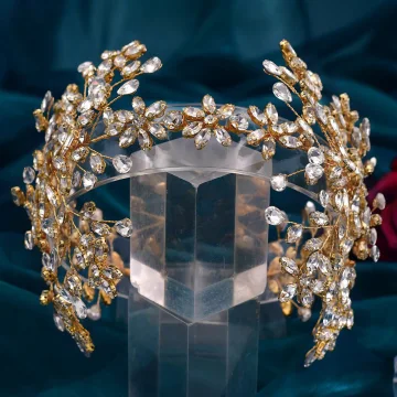 Uroczy Złote Rhinestone Ślub Ozdoby Do Włosów Ślubne 2023 Stop