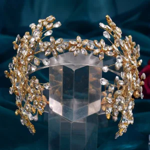 Charmant Gold Strass Hochzeit Haarschmuck Braut 2023 Legierung