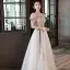 Chic / Belle Rougissant Rose Paillettes Robe De Bal 2022 Princesse Encolure Carrée Gonflée Manches Courtes Dos Nu Noeud Ceinture Longue Promo Robe De Ceremonie