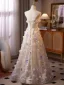 Bling Bling Flower Fairy Champagne Appliques Sequins Prom Dresses 2025 A-Line / Princess Strapless Sleeveless Backless Floor-Length / Long Formal Dresses
