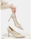 Elegant Ivory Leather Lace Wedding Shoes 2024 Wedding 6 cm Stiletto Heels Pointed Toe Pumps High Heels