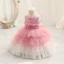 Chic / Beautiful Sky Blue Cascading Ruffles Birthday Flower Girl Dresses 2023 Ball Gown Scoop Neck Sleeveless Pearl Sash Floor-Length / Long Flower Girl Dresses