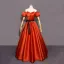 Elegant Orange Satin Prom Dresses 2024 A-Line / Princess Off-The-Shoulder Short Sleeve Backless Bow Sash Floor-Length / Long Prom Formal Dresses