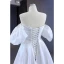 Sexy High-end White Evening Dresses 2023 A-Line / Princess Off-The-Shoulder Short Sleeve Rhinestone Bow Backless Court Train Evening Party Formal Dresses
