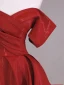 Chic / Beautiful Red Prom Dresses 2024 Ball Gown Off-The-Shoulder Short Sleeve Backless Floor-Length / Long Prom Formal Dresses