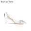 Sexy Gold Abend Strass Schmetterling Pumps Hochhackige 2022 8 cm Stilettos Spitzschuh Pumps
