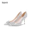 Glitzernden Rosa Strass Pailletten Brautschuhe 2024 8 cm Stilettos Spitzschuh Hochzeit Pumps Hochhackige