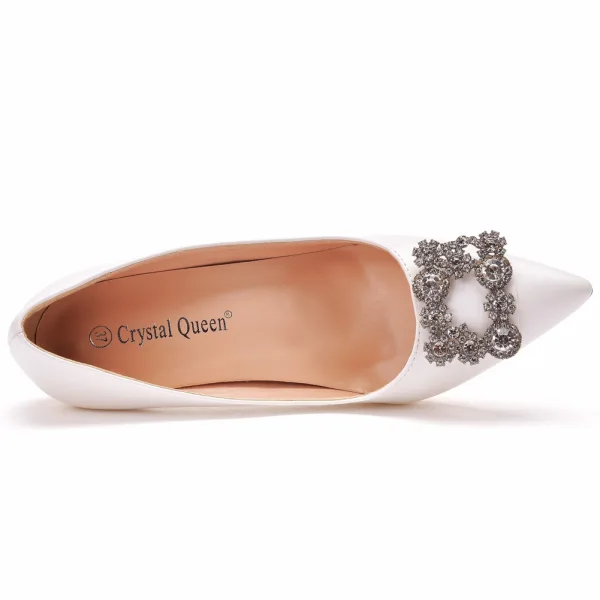 Mode Blanche Faux Diamant Soirée Escarpins 2023 7 cm Talons Aiguilles À Bout Pointu Escarpins Talons Hauts