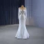 High-end White Handmade  Beading Sequins Wedding Dresses 2023 Trumpet / Mermaid Scoop Neck Long Sleeve Court Train Wedding