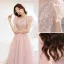 Chic / Beautiful Blushing Pink Beading Appliques Evening Dresses 2022 A-Line / Princess Scoop Neck Short Sleeve Backless Floor-Length / Long Prom Formal Dresses