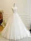 Stunning A-Line / Princess Ivory Beading Lace Wedding Dresses 2025 U-Neck Crossed Straps Sleeveless Tulle