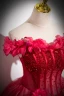 Chic / Beautiful Red Flower Prom Dresses 2023 Off-The-Shoulder Sleeveless Floor-Length / Long Ball Gown Formal Dresses