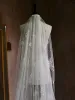 White Glitter Lace Pearl Wedding Veils 2024 Charming