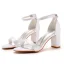 Sexy Weiß Abend Sandalen Damen 2023 Knöchelriemen 7 cm Thick Heels Peeptoes Sandaletten Hochhackige