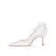 Elegant Ivory Satin Lace Flower Bow Wedding Shoes 2022 8 cm Stiletto Heels Pointed Toe Wedding Pumps High Heels