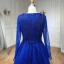 High-end Royal Blue Handmade  Beading Prom Dresses 2024 A-Line / Princess V-Neck Long Sleeve Floor-Length / Long Prom Formal Dresses